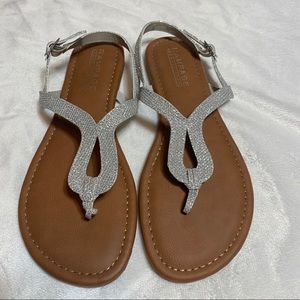 Rampage Peyton Silver Glitter Thong Sandals 9